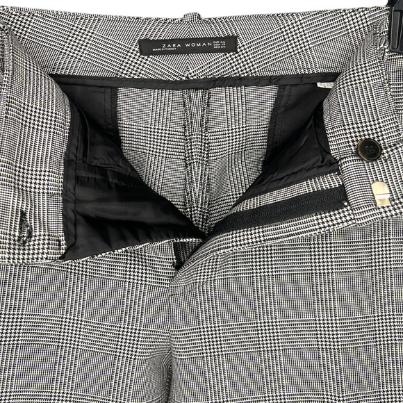 Zara Asymmetric Hem Houndstooth Plaid Academia Pant Straight Leg Trouser 12 - Picture 10 of 11